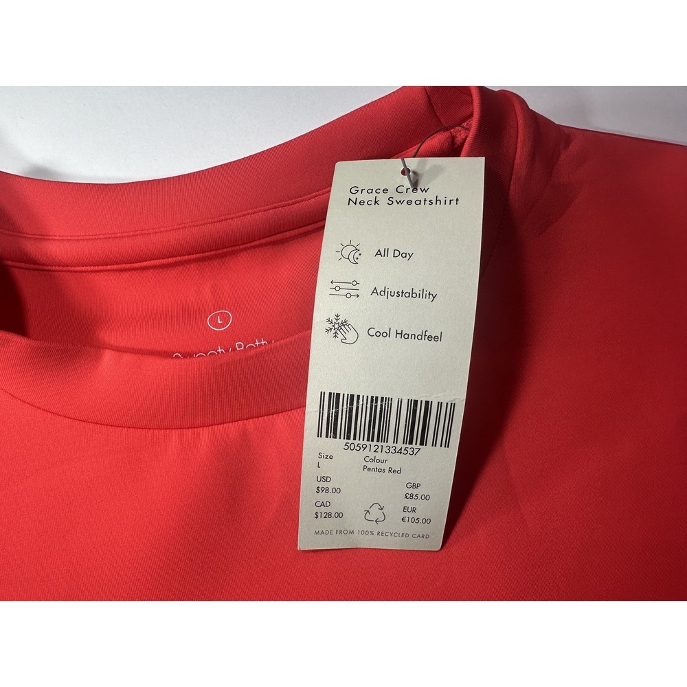 Sweaty Betty Grace Crew‎ Neck Sweatshirt Womens Large Pullover Adjustable Pentas - Picture 4 of 9